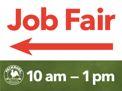 Job Fair Yard Sign with Time, Left Directional Arrow