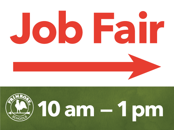 Job Fair Yard Sign with Time, Right Directional Arrow